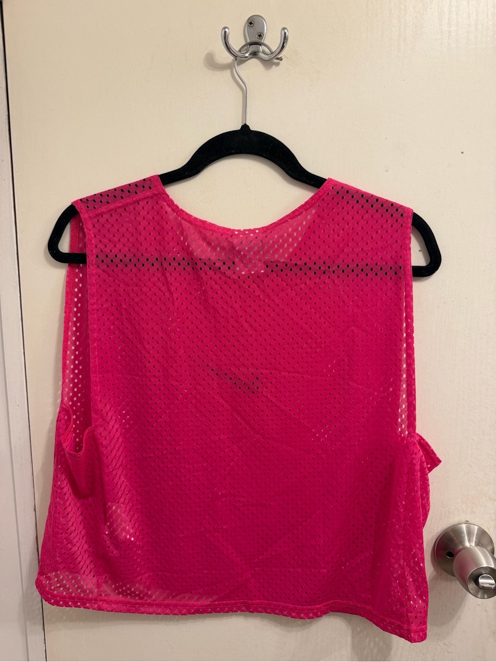 Nike Women’s Hot Pink Mesh Sports Tank with Black Swoosh - Picture 2 of 2